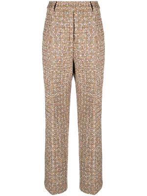 Self-Portrait woven high-waisted trousers - Yellow