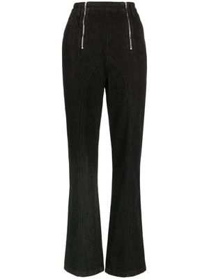 Self-Portrait zip-embellished straight-leg jeans - Black
