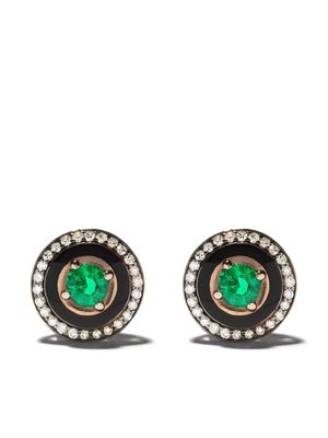 Selim Mouzannar 18kt rose gold diamond emerald Mina earrings
