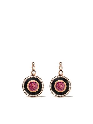 Selim Mouzannar 18kt rose gold diamond rhodolite Mina earrings