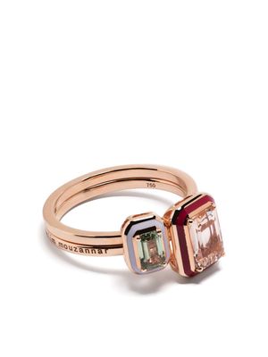 Selim Mouzannar 18kt rose gold Mina morganite and sapphire ring set - Pink