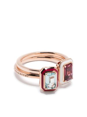 Selim Mouzannar 18kt rose gold Mina tourmaline and rhodolite ring set - Pink