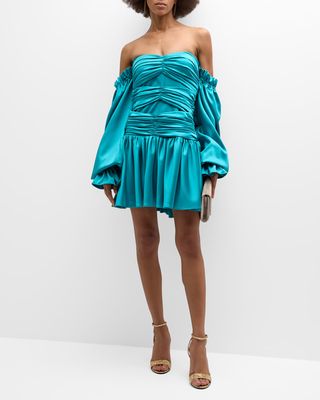 Selina Ruched Off-Shoulder Mini Dress