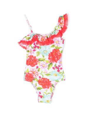 SELINIACTION KIDS floral-print ruffled swimsuit - Pink
