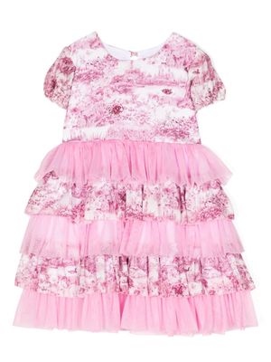 SELINIACTION KIDS floral-print tiered dress - Pink