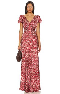 Selkie The Flutter Slip Dress in Red