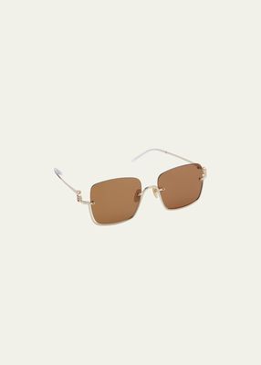 Semi-Rimmed Metal & Acetate Square Sunglasses