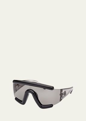 Semi-Rimmed Transparent Acetate Wrap Sunglasses