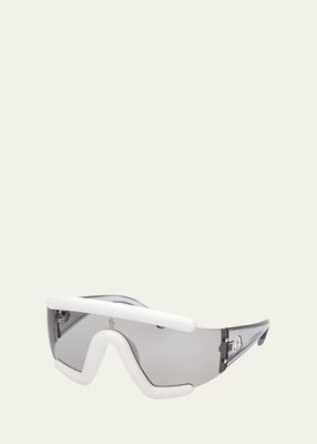 Semi-Rimmed Transparent White Acetate Wrap Sunglasses