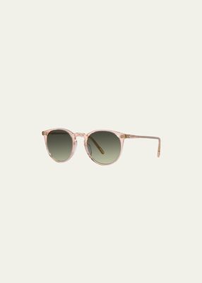 Semi-Transparent Round Acetate & Crystal Sunglasses