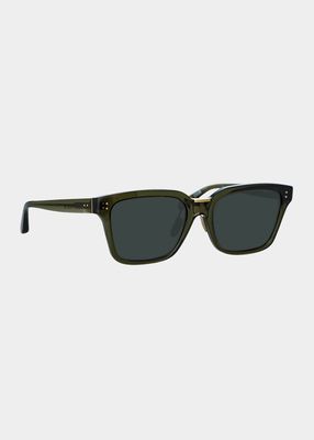 Semi-Transparent Square Acetate & Nylon Sunglasses