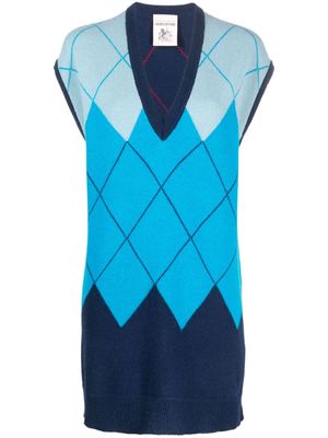 Semicouture argyle-intarsia knit dress - Blue