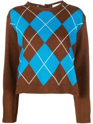 Semicouture argyle intarsia-knit jumper - Blue