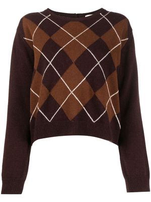 Semicouture argyle intarsia-knit jumper - Brown