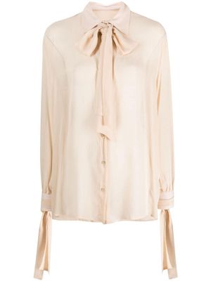 Semicouture attached-scarf long-sleeve shirt - Neutrals