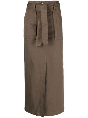 Semicouture belted cotton midi skirt - Green