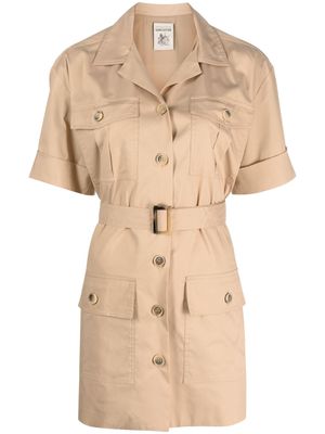 Semicouture belted shirt minidress - Brown
