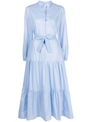 Semicouture belted waist long dress - Blue