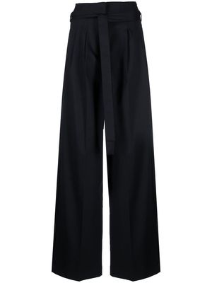 Semicouture belted-waist pleated trousers - Blue