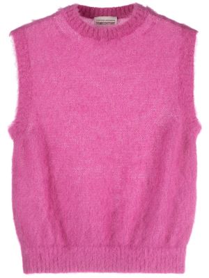 Semicouture brushed-effect crew-neck top - Pink