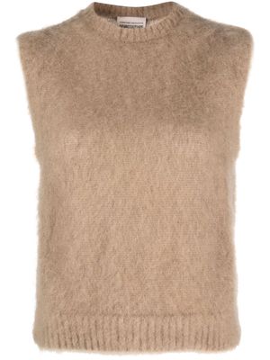 Semicouture brushed sleeveless vest - Brown