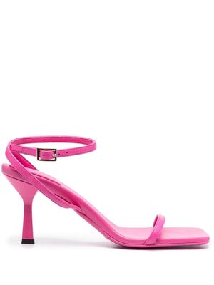 Semicouture buckled square-toe leather sandals - Pink