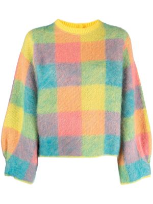 Semicouture checked crew-neck jumper - Yellow