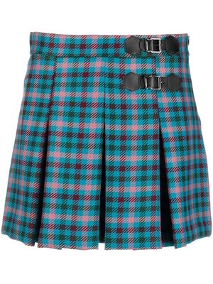 Semicouture checked pleated mini skirt - Blue