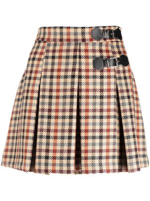 Semicouture checked pleated mini skirt - Brown