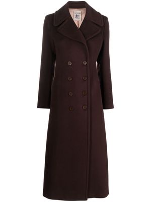 Semicouture dart-embellished brushed double-breasted coat - Brown