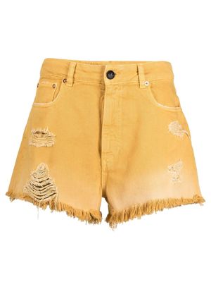 Semicouture distressed denim shorts - Yellow