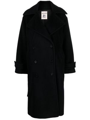 Semicouture double-breasted virgin wool-blend coat - Black