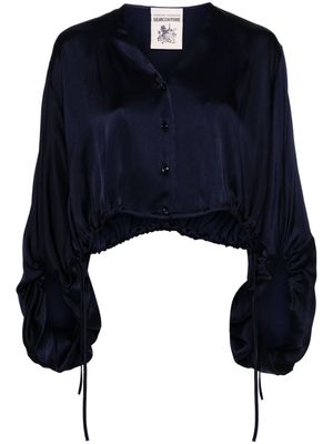 Semicouture drawstring button-up blouse - Blue