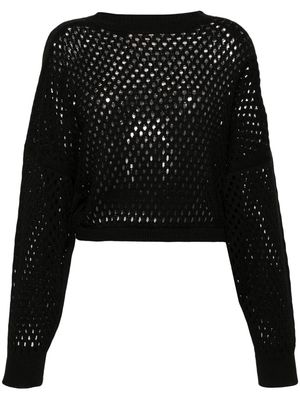 Semicouture drop-shoulder open-knit jumper - Black