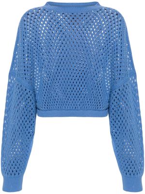 Semicouture drop-shoulder open-knit jumper - Blue