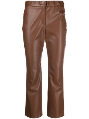 Semicouture faux-leather cropped trousers - Brown
