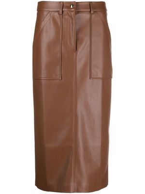 Semicouture faux-leather pencil skirt - Brown