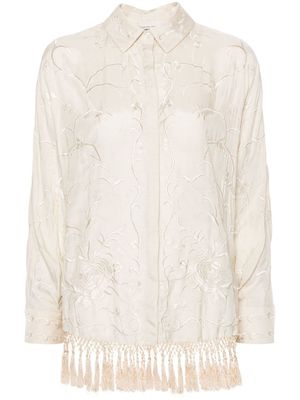 Semicouture floral-embroidered button-up shirt - Neutrals