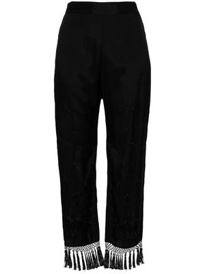 Semicouture floral-embroidered straight trousers - Black