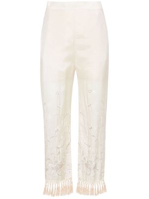 Semicouture floral-embroidered straight trousers - Neutrals