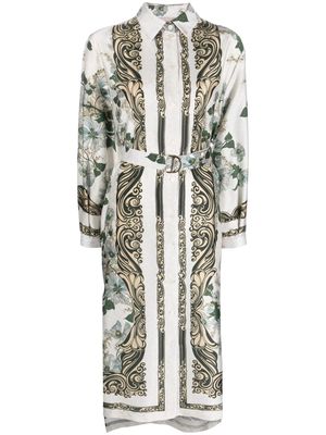 Semicouture floral-print belted shirtdress - White