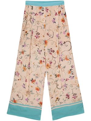 Semicouture floral-print crepe palazzo pants - Pink