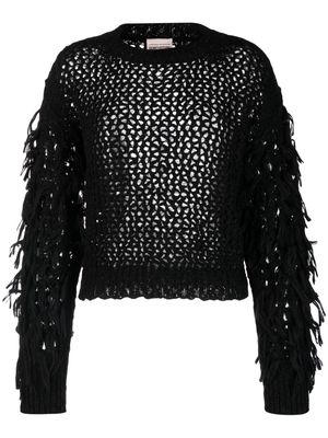 Semicouture frayed-sleeve wool jumper - Black