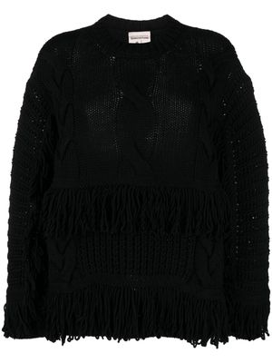 Semicouture fringed cable-knit jumper - Black