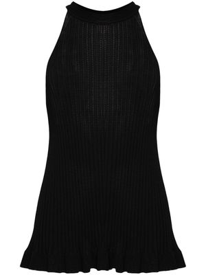 Semicouture halterneck ribbed-knit top - Black
