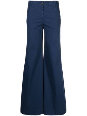 Semicouture high-waisted flared cotton trousers - Blue