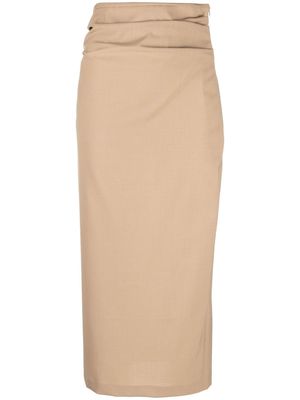 Semicouture logo-embroidered pencil skirt - Neutrals