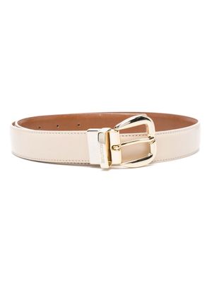 Semicouture logo-engraved leather belt - Neutrals