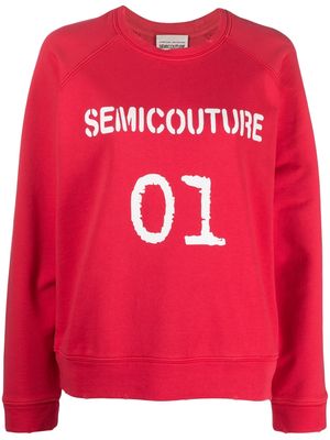 Semicouture logo-lettering cotton sweatshirt - Red