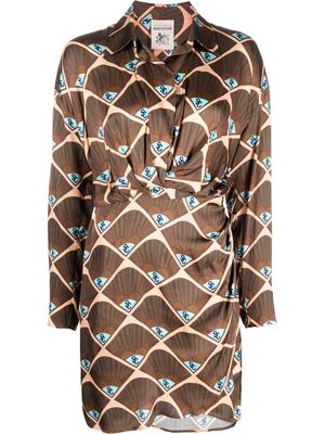 Semicouture logo-print shirt dress - Brown